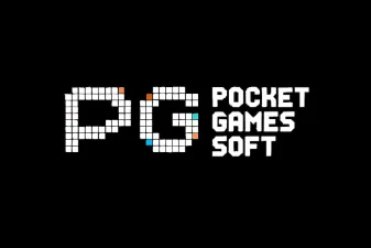 PG Soft logo on black background – Pocket Games Soft slot provider branding