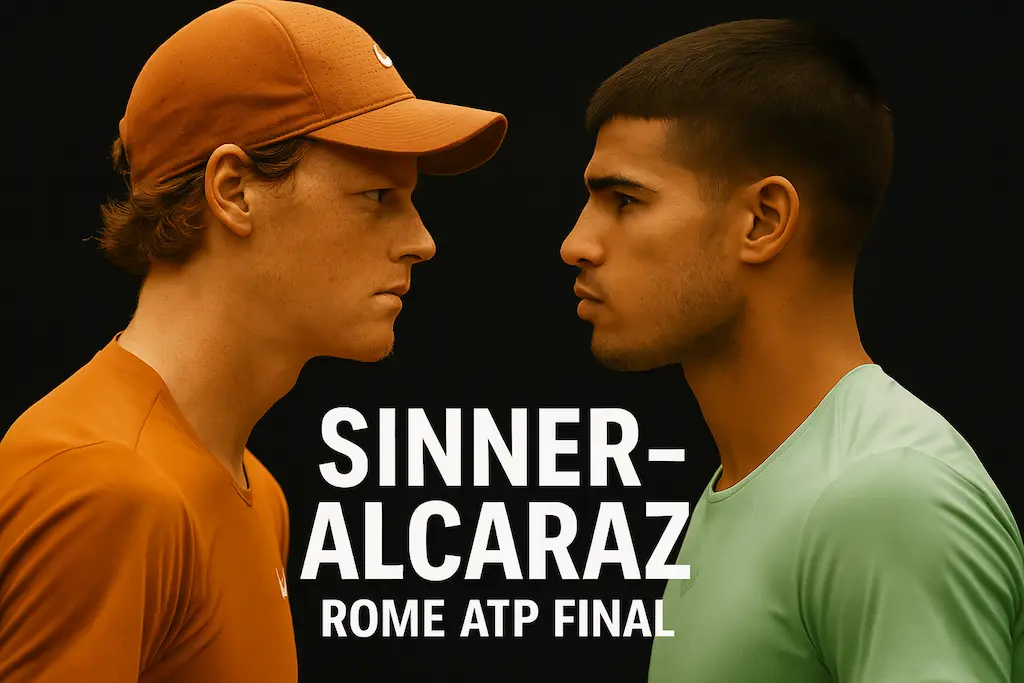 Face to face: Alcaraz vs Sinner Rome Final 2025 promotional image
