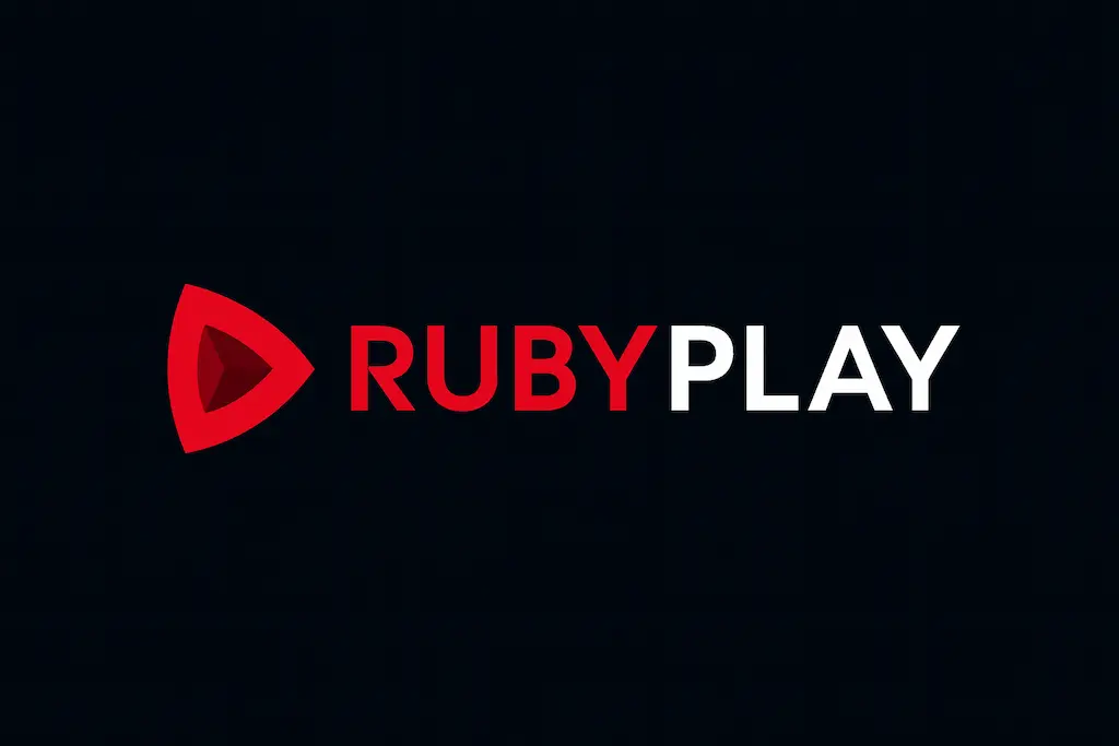 RubyPlay slots logo on black background – online slot provider
