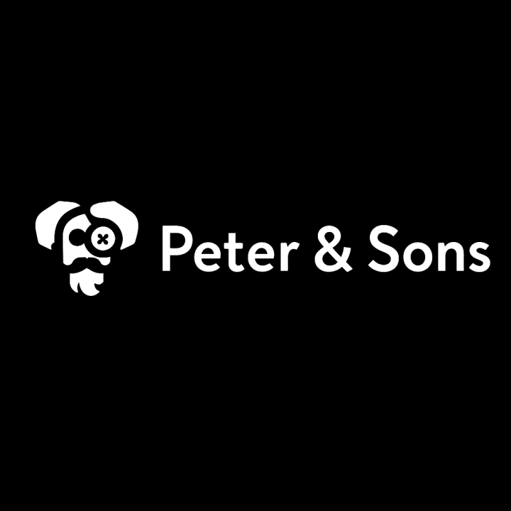 Peter and Sons Slots logo on black background
