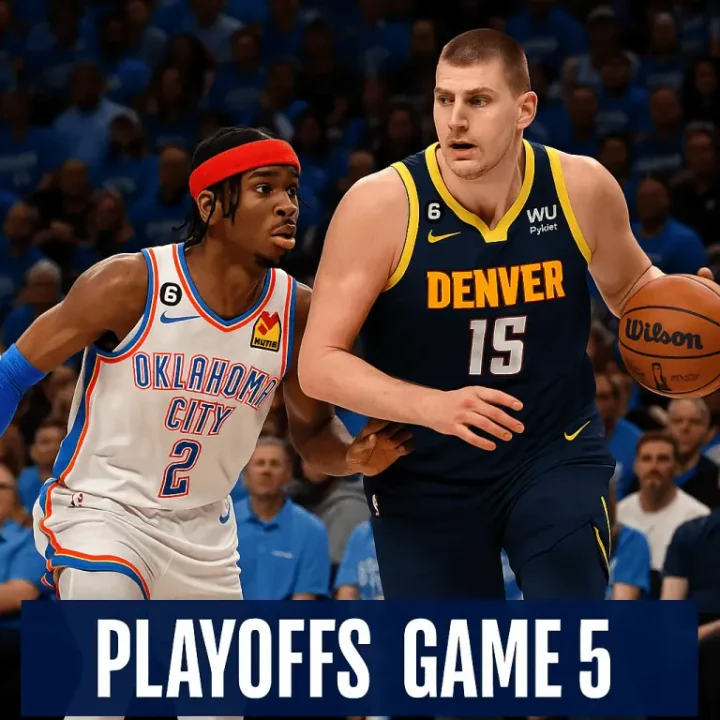 Oklahoma vs Denver Game 5 – NBA playoff action featuring Nikola Jokic and Shai Gilgeous-Alexander