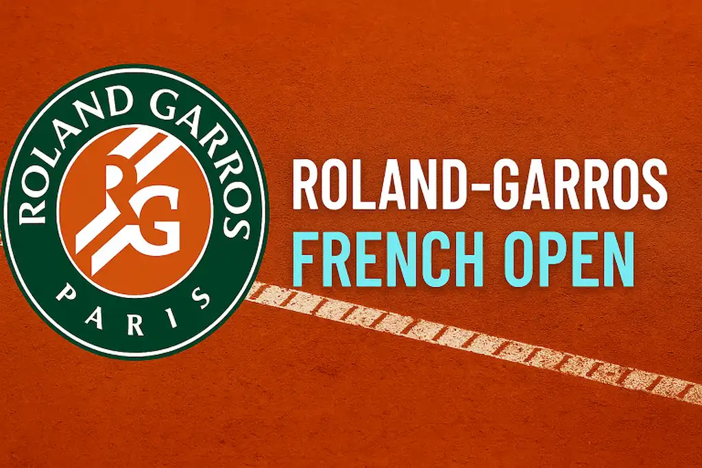 Roland Garros 2025 action photo from men's and women's matches in the Round of 16