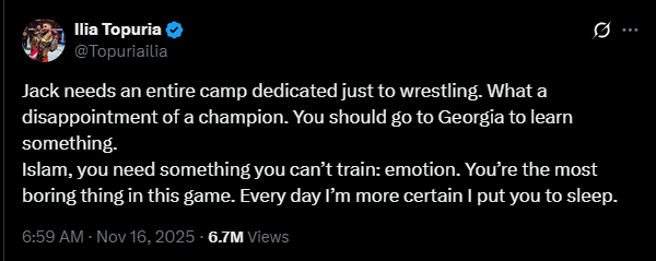 Ilia Topuria Tweet