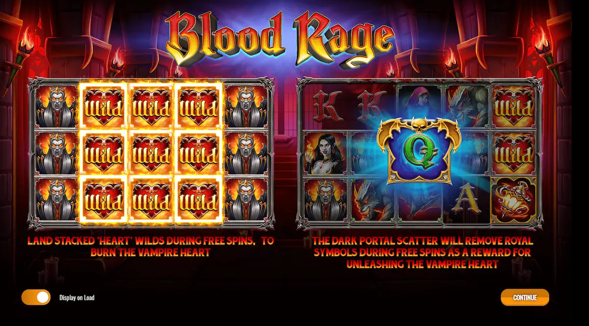 Blood Rage slot gameplay interface 1X2gaming