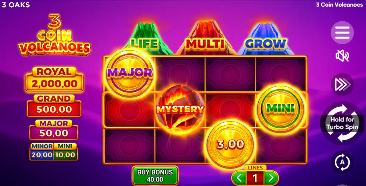 3 Super Coin Volcanoes 3 oaks slots