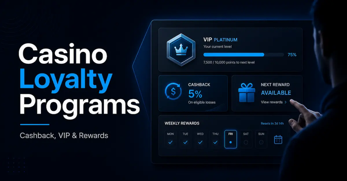Casino loyalty programs with VIP rewards, cashback, weekly bonuses and progress tracking