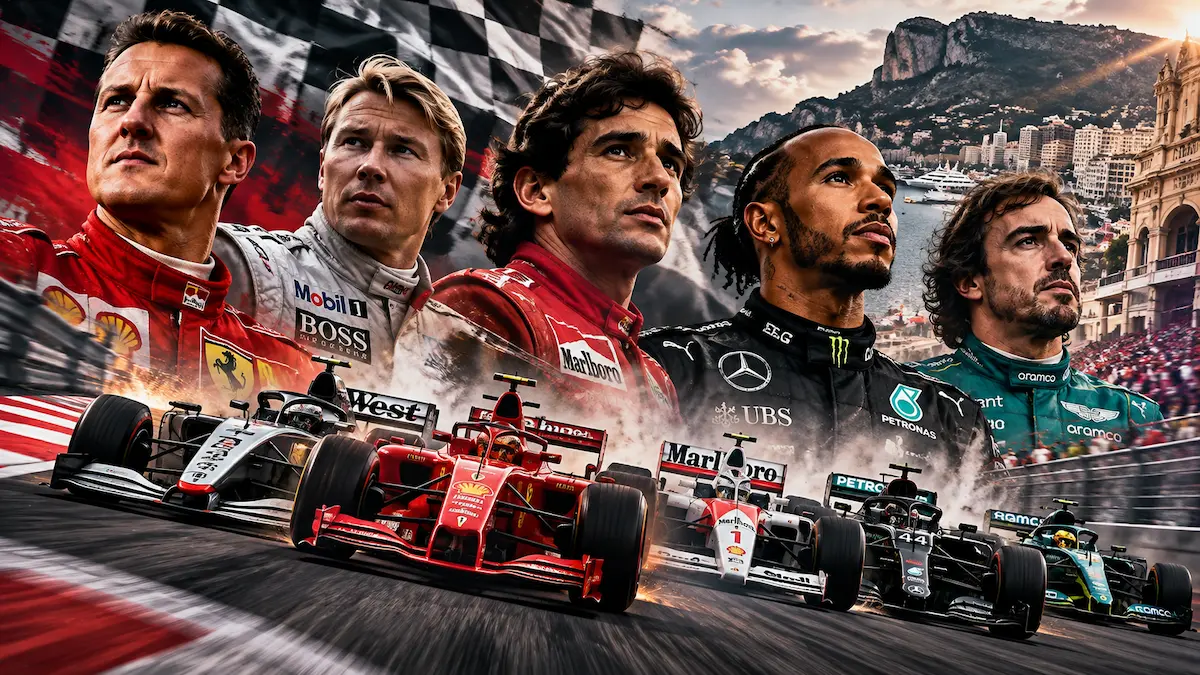 Top 5 Formula 1 Drivers featuring legendary F1 cars and Monaco inspired racing